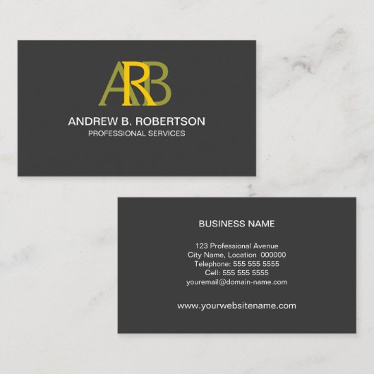 Modern en Elegant Monogram Visitekaartje (Voorkant / Achterkant)