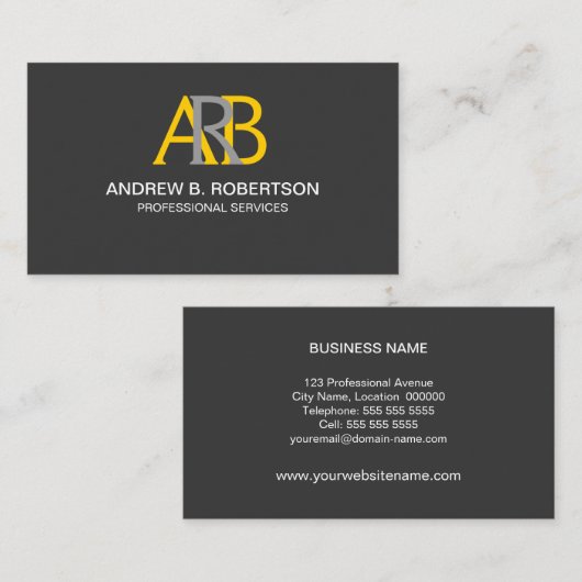 Modern en Elegant Monogram Visitekaartje (Voorkant / Achterkant)