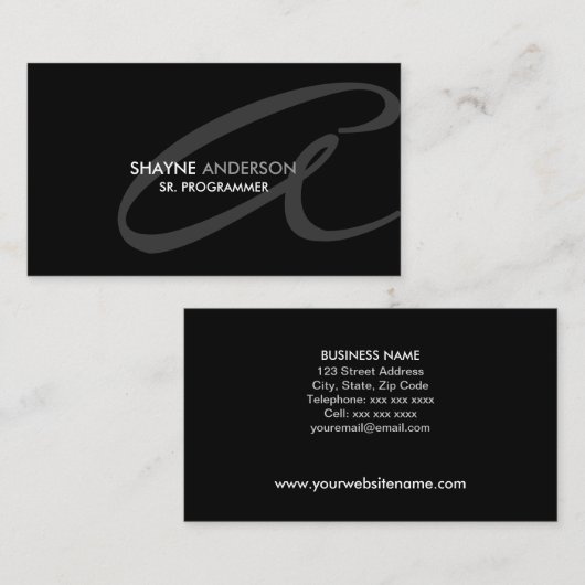 Modern en Elegant Monogram Visitekaartje (Voorkant / Achterkant)