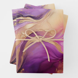 Modern en Elegant- Paarse Roze en Goud- Inpakpapier Vel