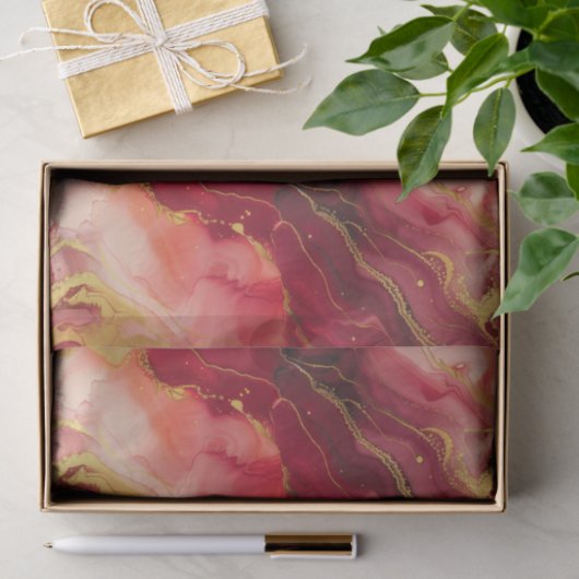 Modern en elegant rood en goud tissuepapier (Geschenk)