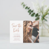 Modern en elegant Roos Gold | De foto bewaart de D Aankondigingskaart (Staand voorkant)