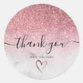 modern en elegant roos goud glitter marmer ronde sticker (Voorkant)
