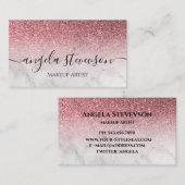 modern en elegant roos goud glitter marmer visitekaartje (Voorkant / Achterkant)