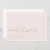 Modern en elegant roze en Roos zwart-wit script Save The Date (Voorkant / Achterkant)