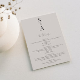 Modern en Elegant Script en Monogram Bruiloft Informatiekaartje