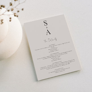 Modern en Elegant Script en Monogram Bruiloft Informatiekaartje