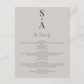 Modern en Elegant Script en Monogram Bruiloft Informatiekaartje (Voorkant)