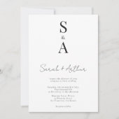 Modern en Elegant Script en Monogram Bruiloft Kaart (Voorkant)