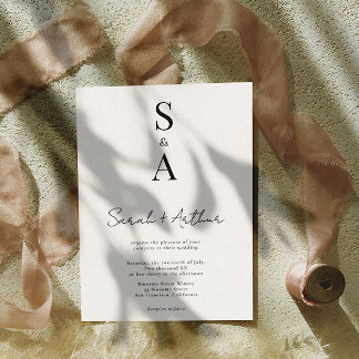 Modern en Elegant Script en Monogram Bruiloft Kaart