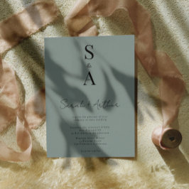 Modern en Elegant Script en Monogram Bruiloft Kaart