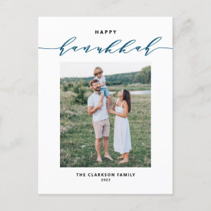 Modern en elegant script Happy Hanukkah-foto Feestdagenkaart