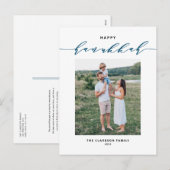 Modern en elegant script Happy Hanukkah-foto Feestdagenkaart (Voorkant / Achterkant)