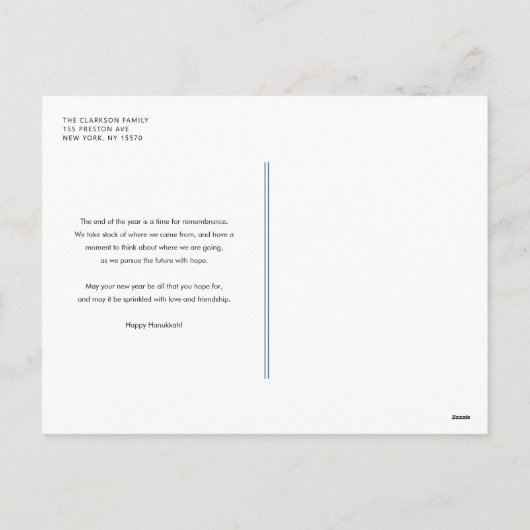 Modern en elegant script Happy Hanukkah-foto Feestdagenkaart (Achterkant)