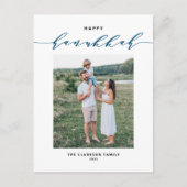 Modern en elegant script Happy Hanukkah-foto Feestdagenkaart (Voorkant)