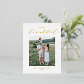 Modern en elegant script Happy Hanukkah-foto Folie Feestdagen Briefkaart (Staand Voorkant)