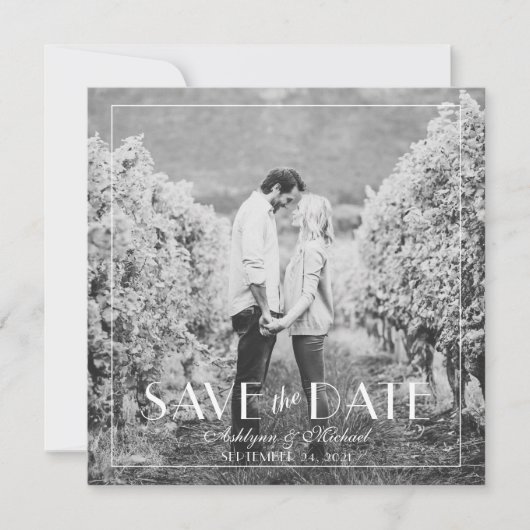 Modern en elegant, stijlvol vierkant huwelijk save the date (Voorkant)