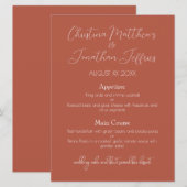 Modern en Elegant Terracotta Trouwdiner Menu (Voorkant / Achterkant)