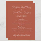 Modern en Elegant Terracotta Wedding Dinner Menu (Voorkant / Achterkant)