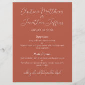 Modern en Elegant Terracotta Wedding Dinner Menu (Voorkant)