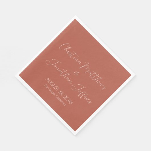 Modern en Elegant Terracotta Wedding Servet (Hoek)