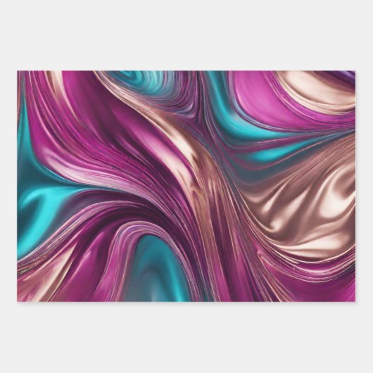 Modern en Elegant-Viva Magenta Turquoise Gold- Inpakpapier Vel (Voorkant)