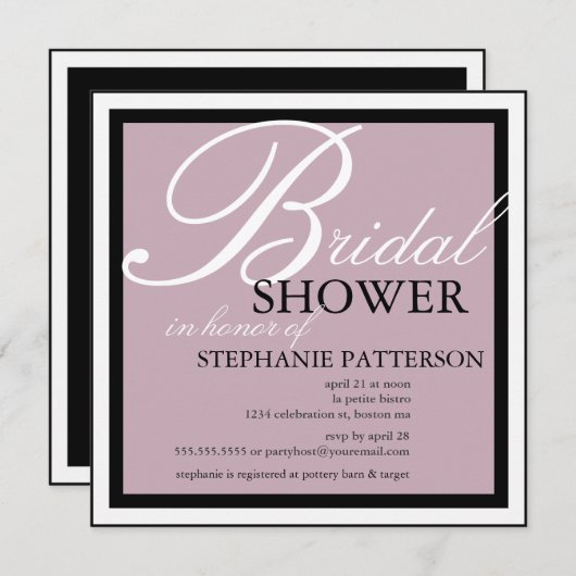 Modern en elegant Vrijgezellenfeest in Lila uitnod Kaart (Voorkant / Achterkant)