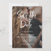 Modern en elegant White | Aangepast fotohuwelijk Save The Date (Voorkant)