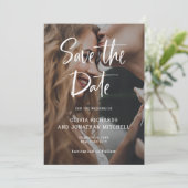 Modern en elegant White | Aangepast fotohuwelijk Save The Date (Staand voorkant)