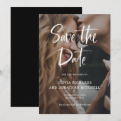 Modern en elegant White | Aangepast fotohuwelijk Save The Date (Voorkant / Achterkant)