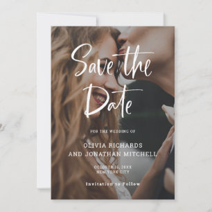 Modern en elegant White   Aangepast fotohuwelijk Save The Date