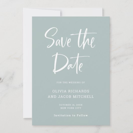 Modern en Elegant | Zee Glass Weddenschap Save The Date (Voorkant)