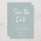 Modern en Elegant | Zee Glass Weddenschap Save The Date (Voorkant / Achterkant)