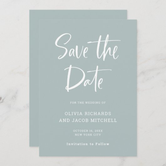 Modern en Elegant | Zee Glass Weddenschap Save The Date (Voorkant / Achterkant)