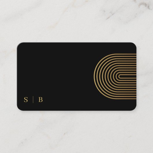 Modern en Elegant Zwart en Goud Professioneel Visitekaartje (Voorkant)