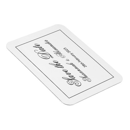 Modern en elegant zwart en wit sparen de Datum Magneet (Rechterzijde)