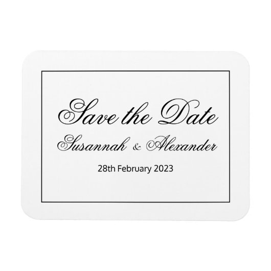 Modern en elegant zwart en wit sparen de Datum Magneet (Horizontaal)