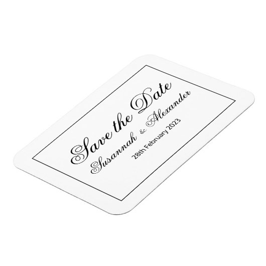 Modern en elegant zwart en wit sparen de Datum Magneet (Linkerzijde)