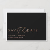Modern en elegant zwart-Roos, zwart-witscript Save The Date (Voorkant)