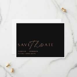 Modern en elegant zwart-Roos, zwart-witscript Save The Date