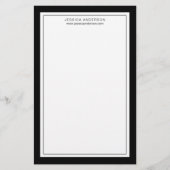 Modern en elegant zwart-wit gepersonaliseerd briefpapier (Voorkant)
