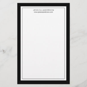 Modern en elegant zwart-wit gepersonaliseerd briefpapier