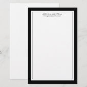 Modern en elegant zwart-wit gepersonaliseerd briefpapier (Voorkant / Achterkant)
