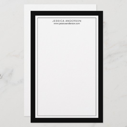 Modern en elegant zwart-wit gepersonaliseerd briefpapier (Voorkant / Achterkant)