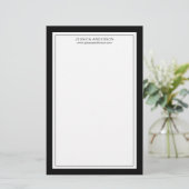 Modern en elegant zwart-wit gepersonaliseerd briefpapier (Staand voorkant)