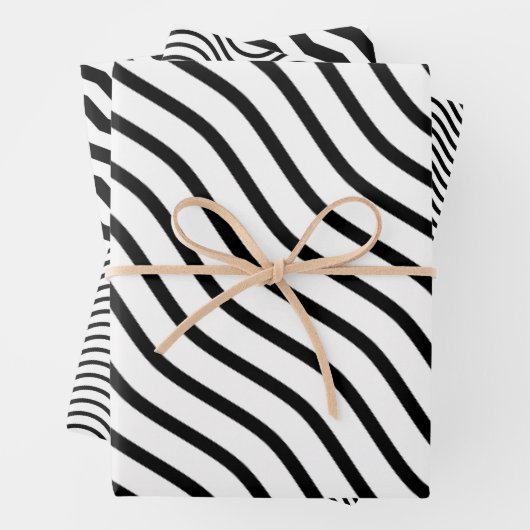 Modern en Elegant zwart-wit Gestreept cadeau Inpakpapier Vel (In situ)