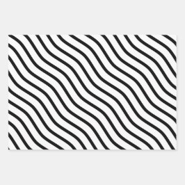 Modern en Elegant zwart-wit Gestreept cadeau Inpakpapier Vel