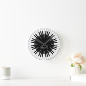 Modern en elegant zwart-wit piano-toetsenbord ronde klok (Huis)