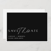Modern en elegant zwart-witscript save the date (Voorkant / Achterkant)