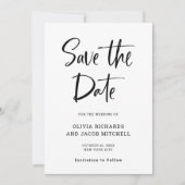 Modern en Elegant | Zwarte en witte bruiloft Save The Date (Voorkant)